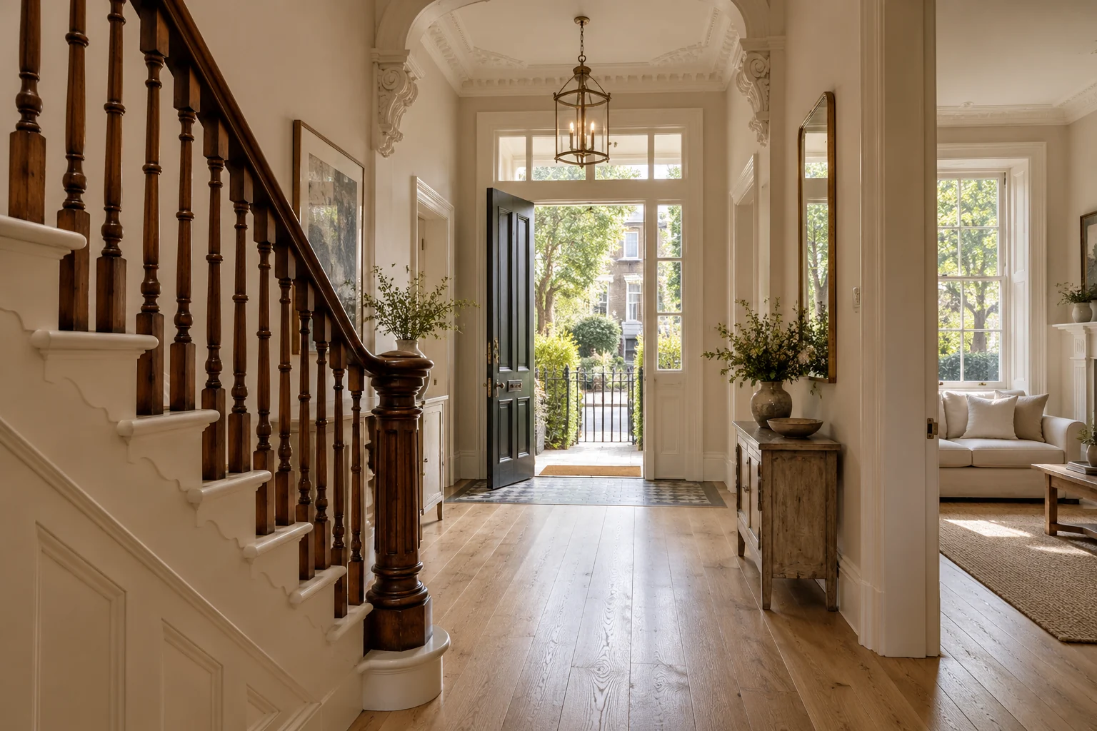 Illustrative retained timber stair with carefully joined floor finishes