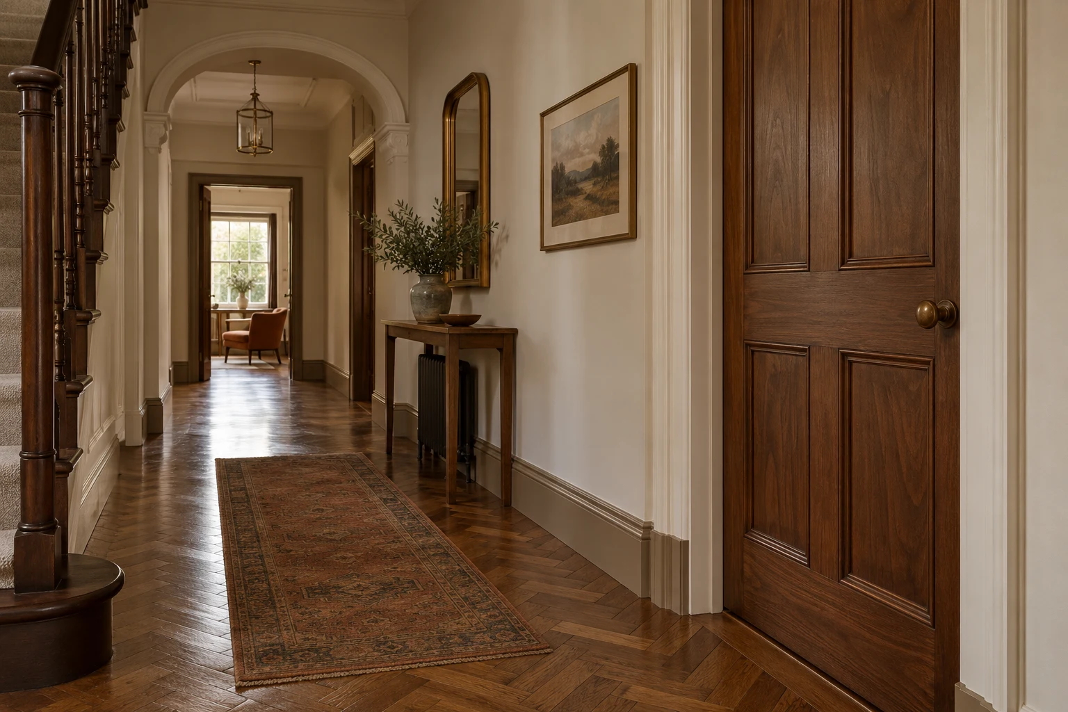 Illustrative internal door with neatly fitted architrave and skirting