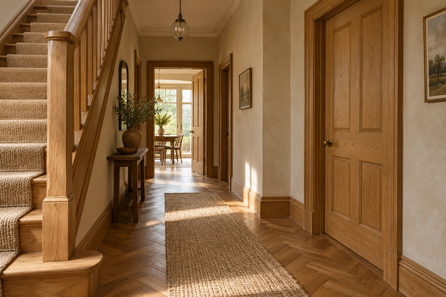 Illustrative internal door with neatly fitted architrave and skirting