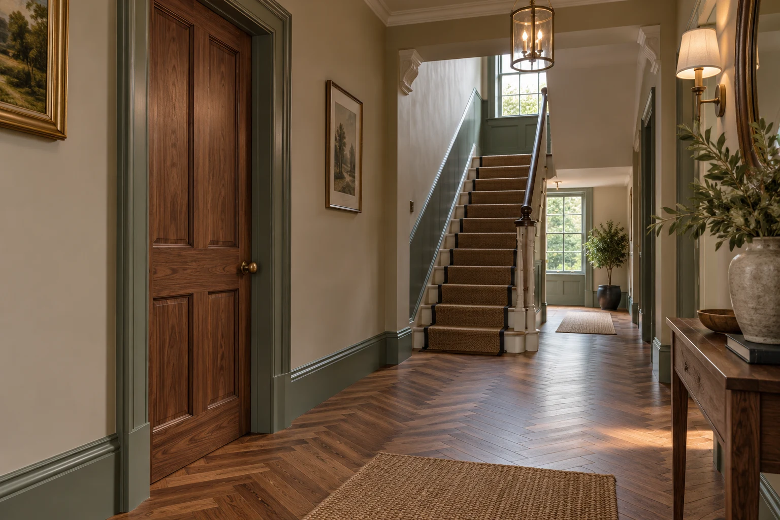 Illustrative internal door with neatly fitted architrave and skirting