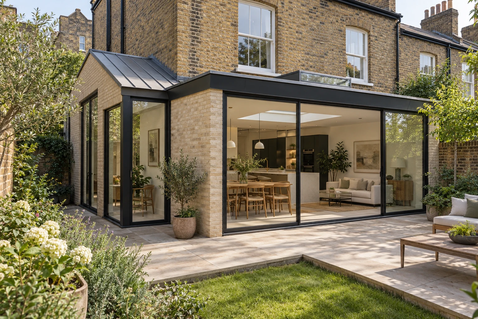 Concept wraparound side and rear extension to a London period townhouse