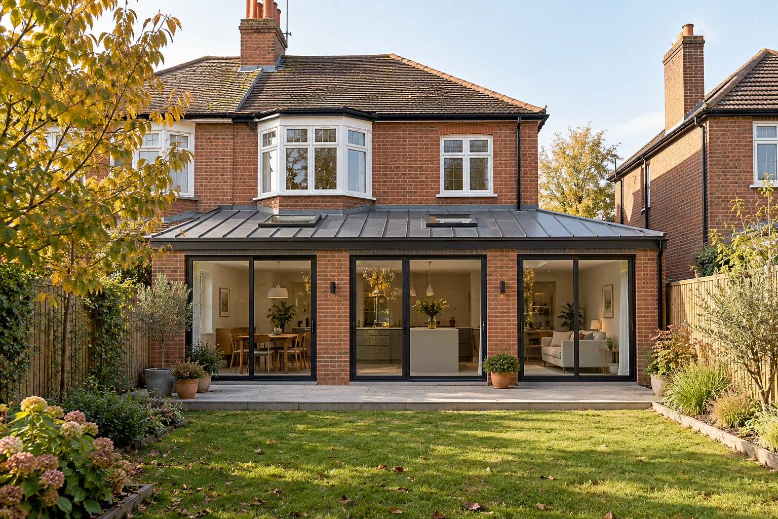 Concept of a glazed rear extension to a red-brick Edwardian semi