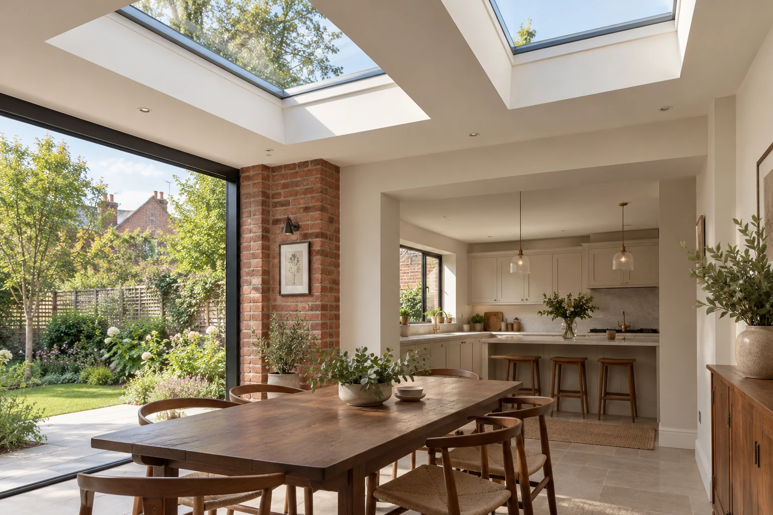 Concept roof glazing bringing daylight to an extension of a red-brick Edwardian semi