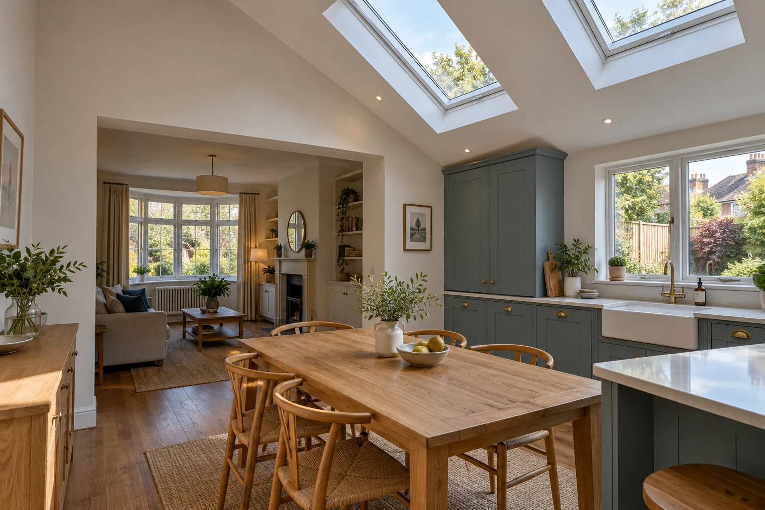Concept roof glazing bringing daylight to an extension of a 1930s brick semi-detached home