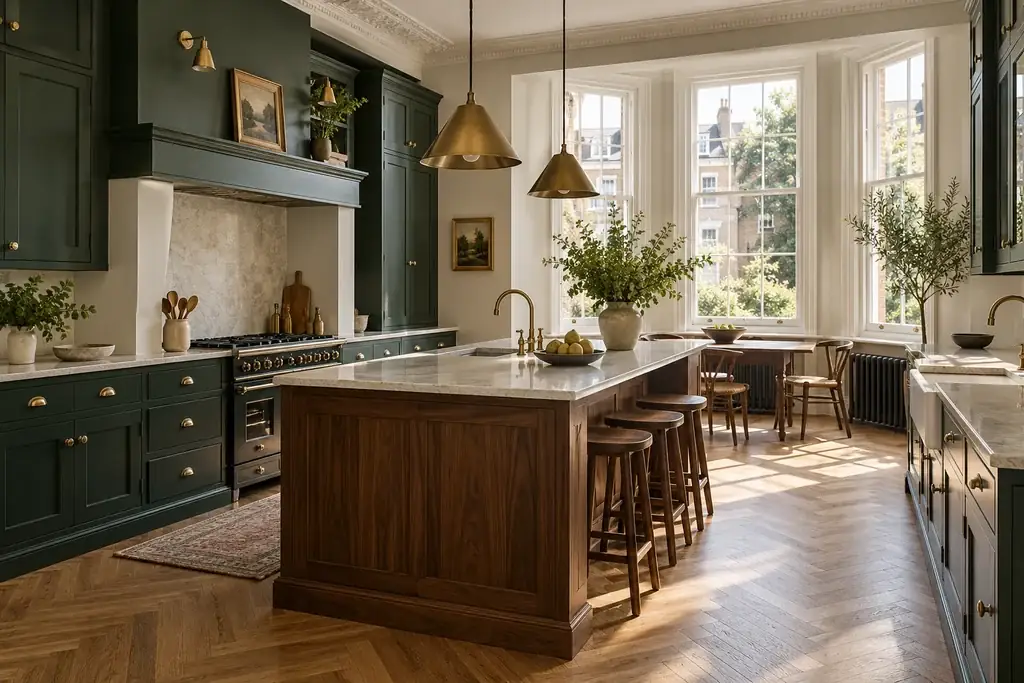 Illustration of a renovated British period kitchen